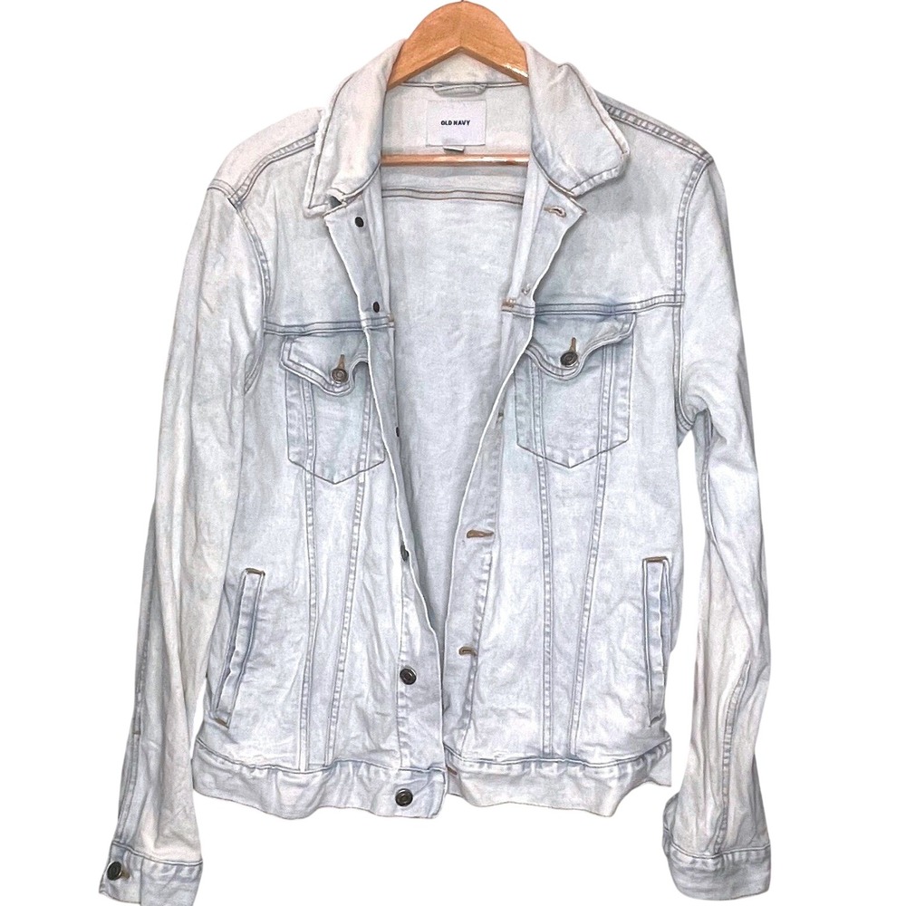Old Navy Denim Jacket Women's Medium Light‎ Wash Button Up Casual Jean Coat READ
